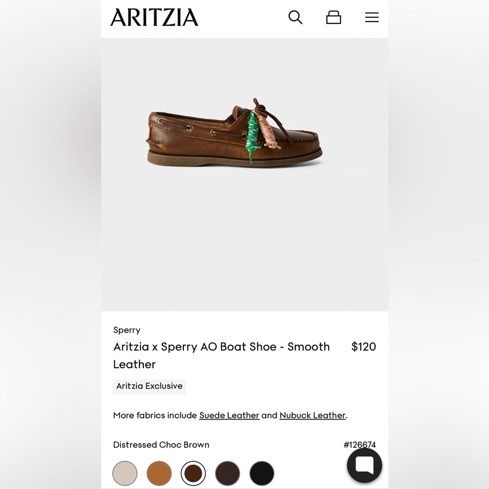 Aritzia x Sperry AO Boat Shoe